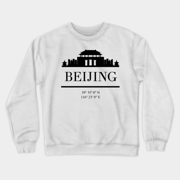 BEIJING CHINA BLACK SILHOUETTE SKYLINE ART Crewneck Sweatshirt by deificusArt